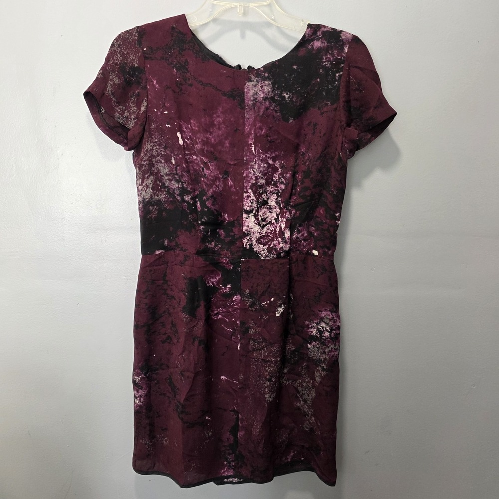 Rag & Bone Women's Short Sleeve Leonard Silk Purple Galaxy Print Dress Size 4